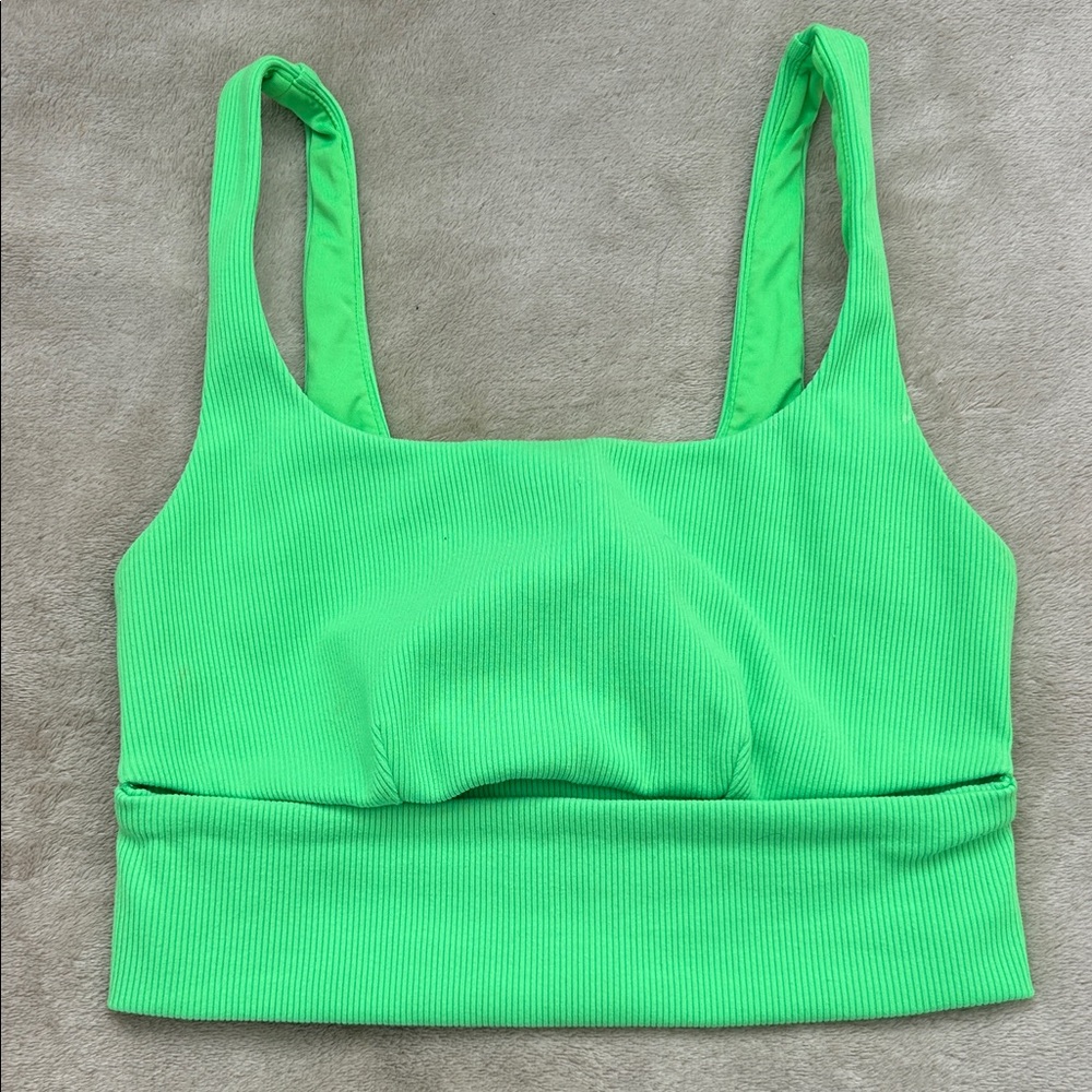 ALO Yoga Bright Green Ribbed Sports Bra